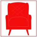 Red chair from the set of beautiful fashionable red and white velvet armchairs and sofa. Seat silhouettes. Vector isolated image o Royalty Free Stock Photo